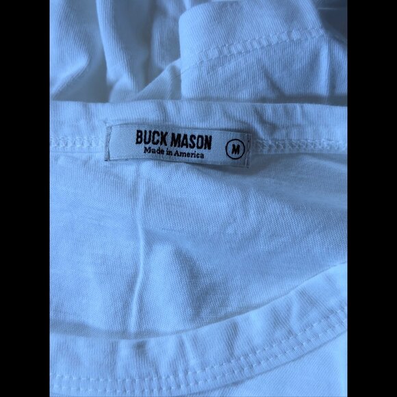 Buck Mason T Shirt Medium Mens White Short Sleeve Crewneck 100% Cotton Tee - Picture 6 of 7